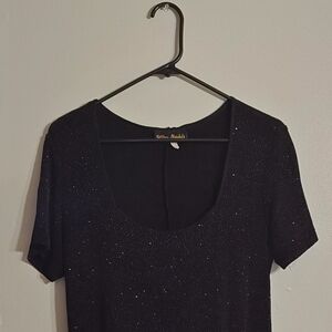 Black Short Sleeve Dress with Sparkle Detail